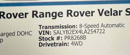 Used 2020  Land Rover Range Rover Velar 4d SUV 4WD P250 S at DriveNow Mayfield near Mayfield Heights&comma; OH