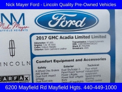 Used 2017  GMC Acadia Limited 4d SUV AWD at DriveNow Mayfield near Mayfield Heights, OH