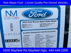 Used 2023  Ford Bronco Sport Outer Banks 4x4 at DriveNow Mayfield near Mayfield Heights&comma; OH