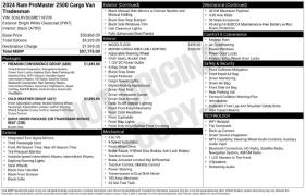 Used 2024  Ram ProMaster Cargo Van Tradesman 2500 High Roof 159" WB w&sol;Pass Seat at Drive Now Westlake near Westlake&comma; OH