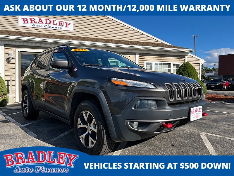 Used 2015  Jeep Cherokee 4d SUV 4WD Trailhawk V6 at Bradley Auto Finance near Hudson, NH