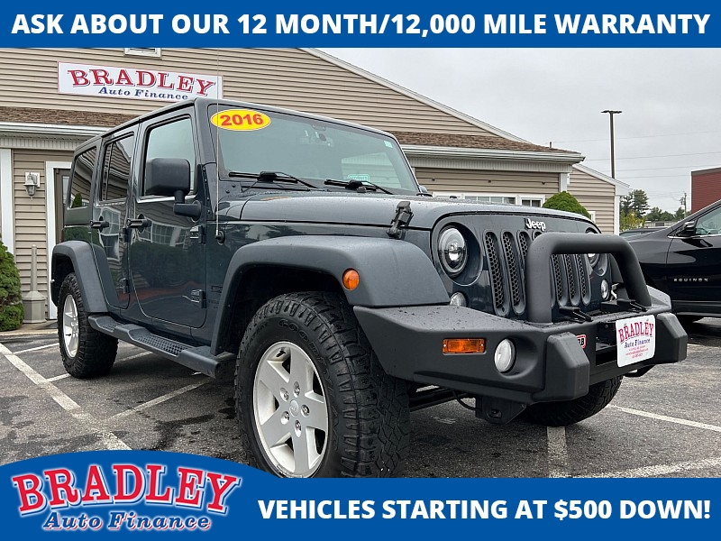 Used 2016  Jeep Wrangler Unlimited 4d Convertible Sport at Bradley Auto Finance near Hudson, NH