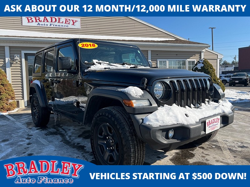 Used 2018  Jeep Wrangler Unlimited 4d SUV 4WD Sport S at Bradley Auto Finance near Hudson, NH