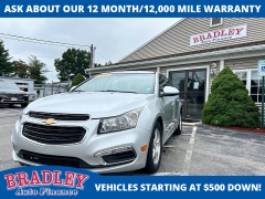 Used 2015  Chevrolet Cruze 4d Sedan LT w&sol;1LT Auto at Bradley Auto Finance near Hudson&comma; NH