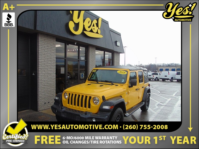 Used 2018 Jeep Wrangler Unlimited 4d SUV 4WD Sport at Yes Automotive near Fort Wayne, IN