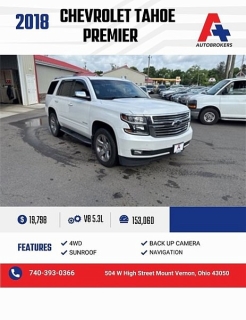 Used 2018 Chevrolet Tahoe 4d SUV 4WD Premier at A+ Autobrokers near Mt. Vernon, OH