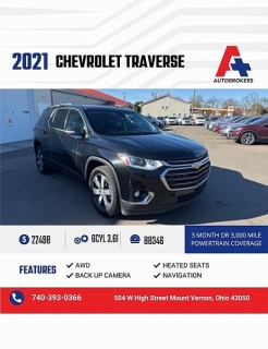 Used 2021 Chevrolet Traverse AWD 4dr LT Leather at A+ Autobrokers near Mt. Vernon, OH