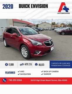 Used 2020 Buick Envision 4d SUV AWD Essence at A+ Autobrokers near Mt. Vernon, OH