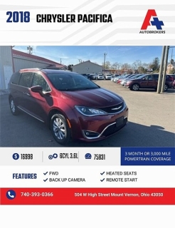 Used 2018 Chrysler Pacifica 4d Wagon Touring L at A+ Autobrokers near Mt. Vernon, OH
