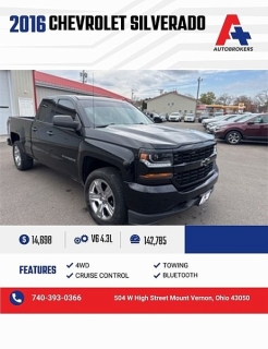 Used 2016 Chevrolet Silverado 1500 4WD Double Cab Custom at A+ Autobrokers near Mt. Vernon, OH