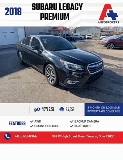 Used 2018 Subaru Legacy 4d Sedan 2.5i Premium at A+ Autobrokers near Mt. Vernon, OH